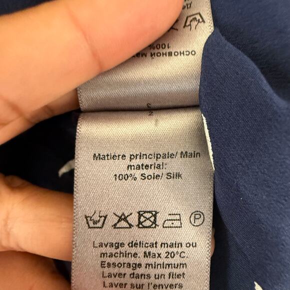 Zadig & Voltaire Womens Silk V-Neck Wing Print Long-Sleeved Blouse Top Small - Picture 5 of 11